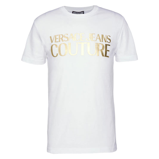 Versace Jeans Couture T-Shirt mit dickem Folienlogo, Weiß