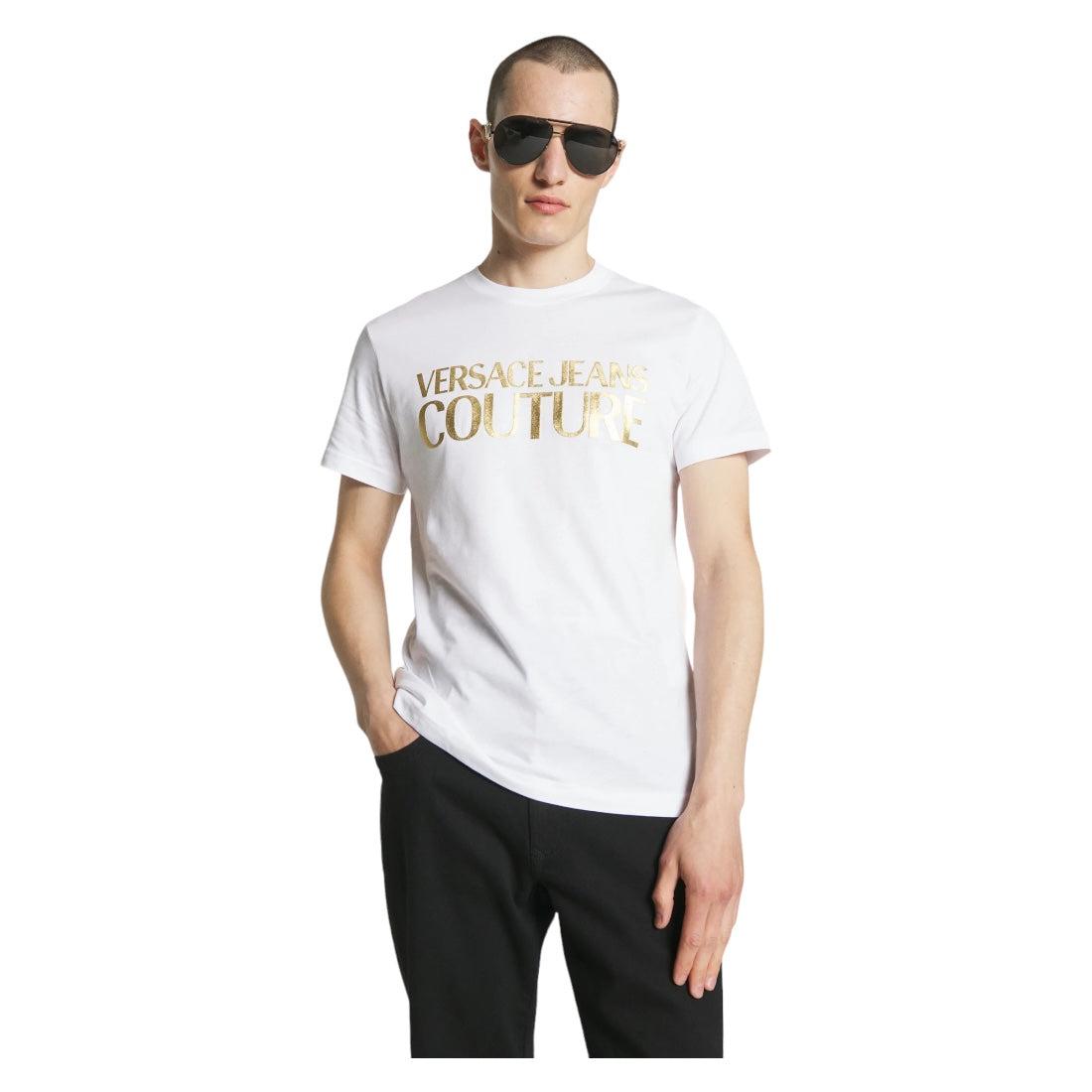 Versace Jeans Couture T-shirt en feuille épaisse avec logo Blanc