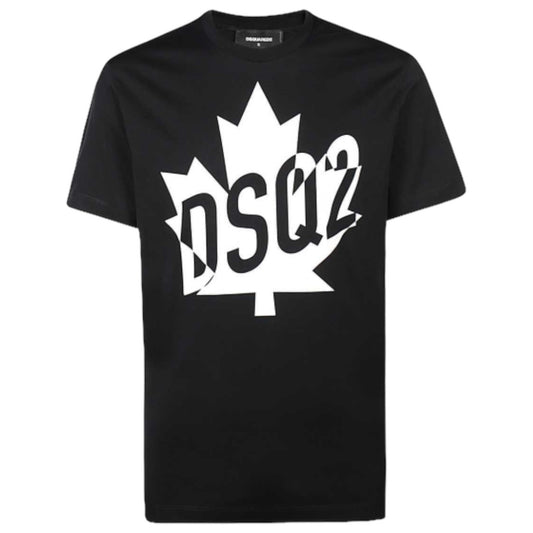 Dsquared2 S74GD0786 DSQ2 Leaf Logo Schwarzes T-Shirt