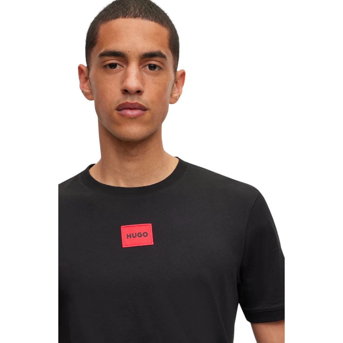 HUGO Regular Fit Cotton T-shirt with Red Logo