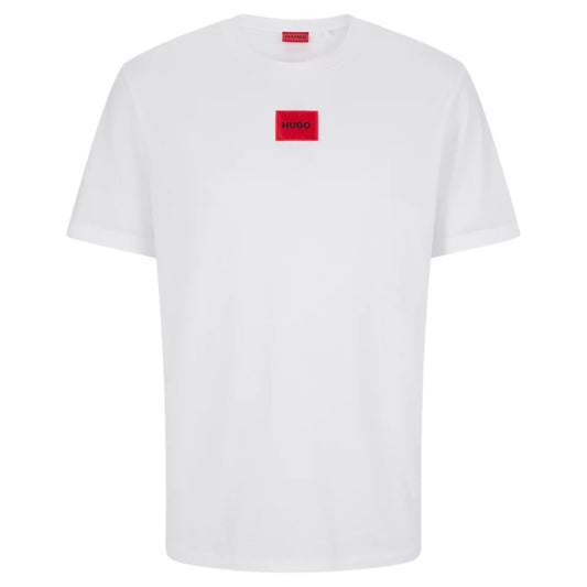 HUGO Regular Fit Baumwoll-T-Shirt mit rotem Logo