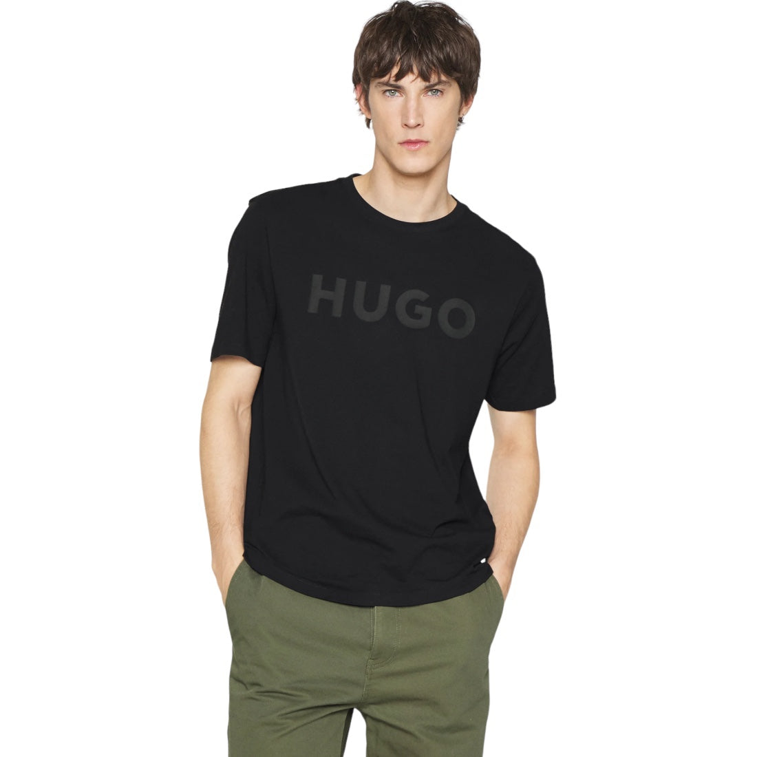 HUGO DULIVIO T-Shirt mit großem schwarzen Logo