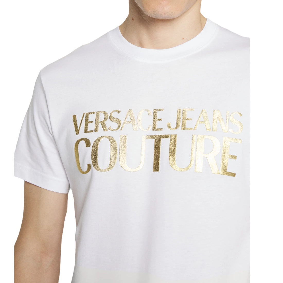 Versace Jeans Couture Logo T-shirt i tyk folie hvid
